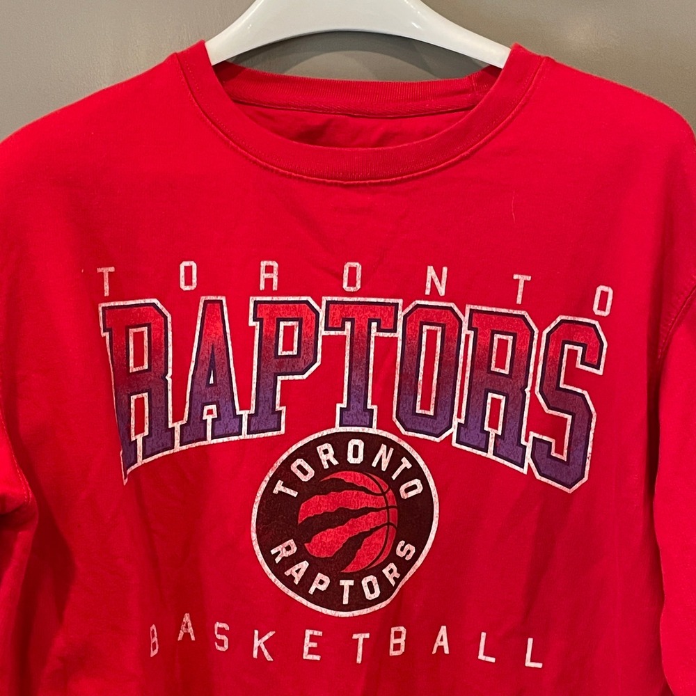 Toronto Raptors NBA Basketball Sweatshirt Red Crew Neck Graphic Pullover Mens